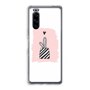CaseCompany Zwart-wit cactus: Sony Xperia 5 Transparant Hoesje