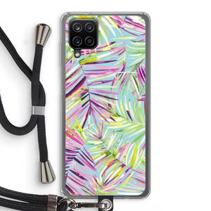 CaseCompany Tropical Palms Blue: Samsung Galaxy A12 Transparant Hoesje met koord