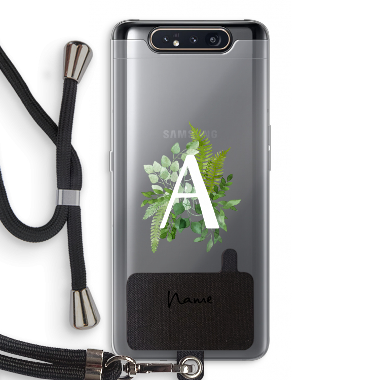 CaseCompany Green Brush: Samsung Galaxy A80 Transparant Hoesje met koord