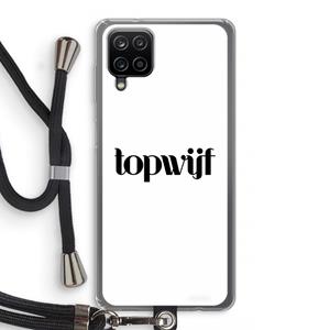 CaseCompany Topwijf Wit: Samsung Galaxy A12 Transparant Hoesje met koord