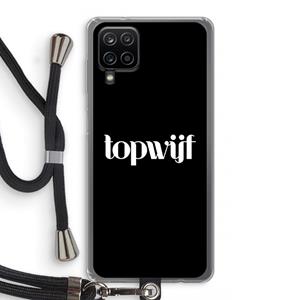 CaseCompany Topwijf Zwart: Samsung Galaxy A12 Transparant Hoesje met koord