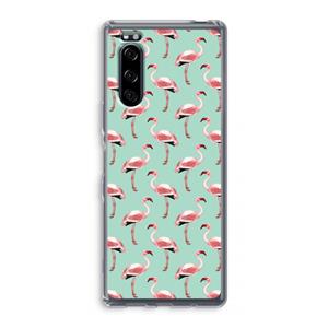 CaseCompany Flamingoprint groen: Sony Xperia 5 Transparant Hoesje