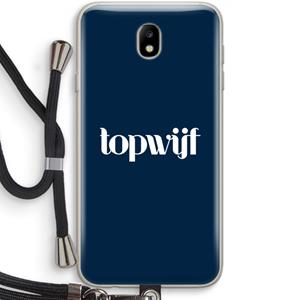 CaseCompany Topwijf Navy: Samsung Galaxy J7 (2017) Transparant Hoesje met koord