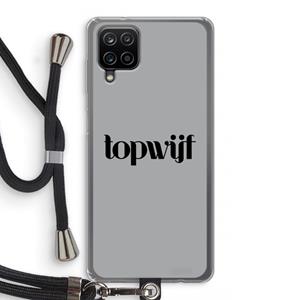CaseCompany Topwijf Grijs Zwart: Samsung Galaxy A12 Transparant Hoesje met koord
