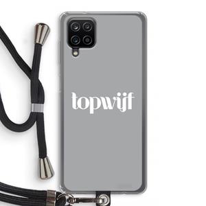 CaseCompany Topwijf Grijs Wit: Samsung Galaxy A12 Transparant Hoesje met koord