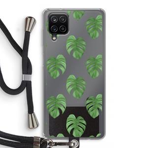 CaseCompany Monstera leaves: Samsung Galaxy A12 Transparant Hoesje met koord