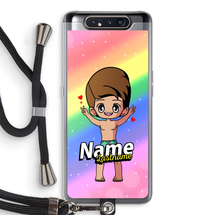 CaseCompany Chibi Maker man: Samsung Galaxy A80 Transparant Hoesje met koord
