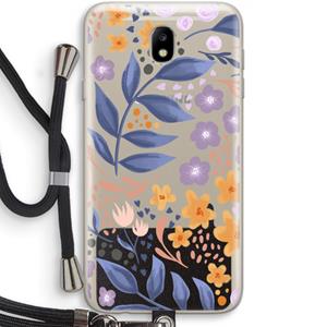 CaseCompany Flowers with blue leaves: Samsung Galaxy J7 (2017) Transparant Hoesje met koord