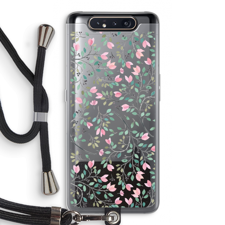 CaseCompany Sierlijke bloemen: Samsung Galaxy A80 Transparant Hoesje met koord