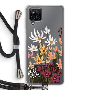 CaseCompany Painted wildflowers: Samsung Galaxy A12 Transparant Hoesje met koord