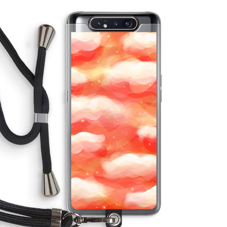 CaseCompany Lichte Wolken: Samsung Galaxy A80 Transparant Hoesje met koord