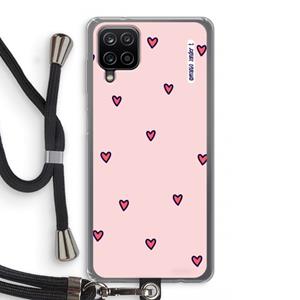 CaseCompany Hartjes: Samsung Galaxy A12 Transparant Hoesje met koord