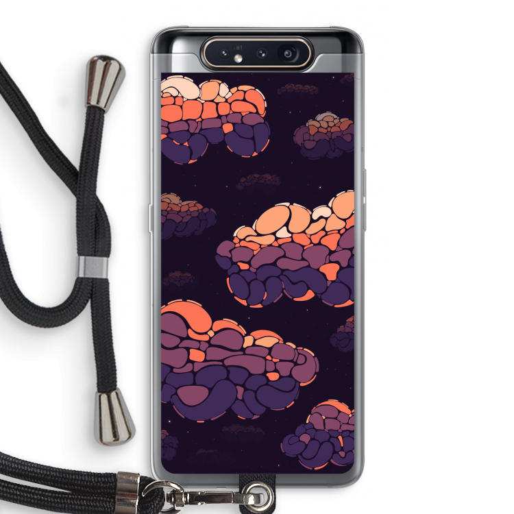 CaseCompany Patroon Wolken: Samsung Galaxy A80 Transparant Hoesje met koord
