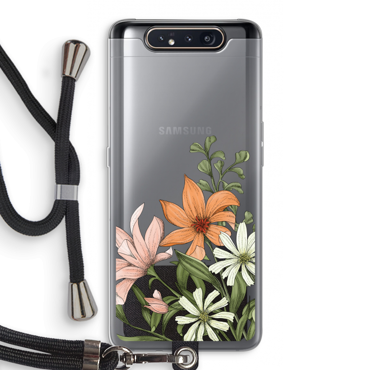 CaseCompany Floral bouquet: Samsung Galaxy A80 Transparant Hoesje met koord