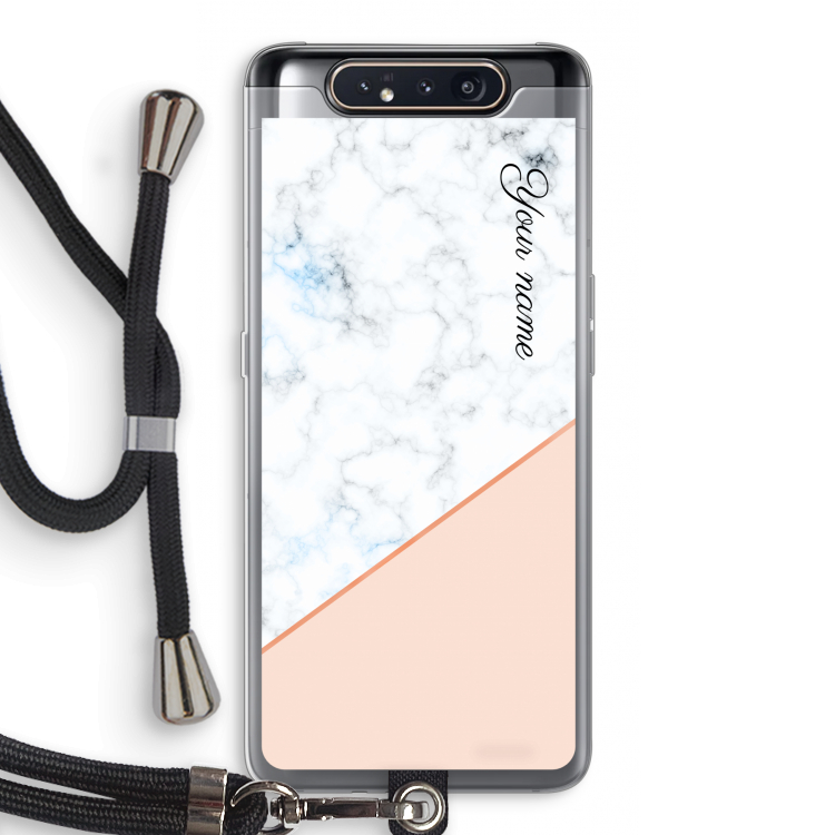 CaseCompany Marmer in stijl: Samsung Galaxy A80 Transparant Hoesje met koord
