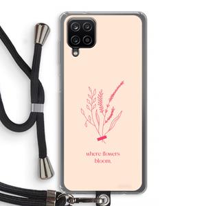 CaseCompany Where flowers bloom: Samsung Galaxy A12 Transparant Hoesje met koord
