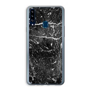 CaseCompany Zwart marmer: Samsung Galaxy A20s Transparant Hoesje