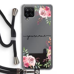 CaseCompany Rozen: Samsung Galaxy A12 Transparant Hoesje met koord