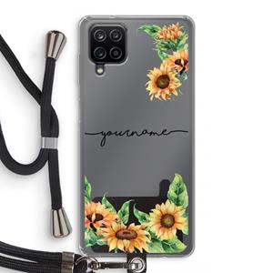 CaseCompany Zonnebloemen: Samsung Galaxy A12 Transparant Hoesje met koord