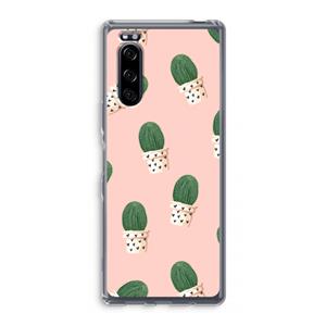 CaseCompany Cactusprint roze: Sony Xperia 5 Transparant Hoesje