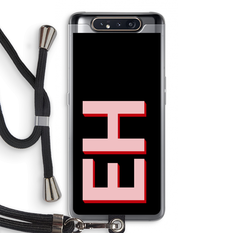 CaseCompany Monogram: Samsung Galaxy A80 Transparant Hoesje met koord