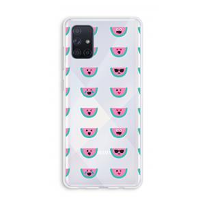 CaseCompany Smiley watermeloenprint: Galaxy A71 Transparant Hoesje