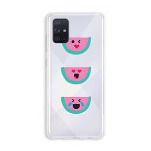 CaseCompany Smiley watermeloen: Galaxy A71 Transparant Hoesje