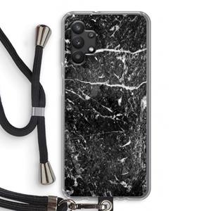 CaseCompany Zwart marmer: Samsung Galaxy A32 5G Transparant Hoesje met koord