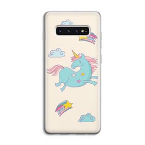 CaseCompany Vliegende eenhoorn: Samsung Galaxy S10 4G Transparant Hoesje