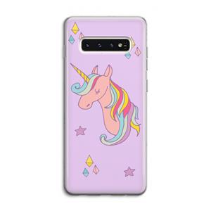 CaseCompany Roze eenhoorn: Samsung Galaxy S10 4G Transparant Hoesje