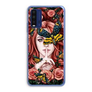 CaseCompany Lady Moth: Xiaomi Redmi 9T Transparant Hoesje