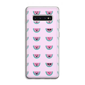CaseCompany Smiley watermeloenprint: Samsung Galaxy S10 4G Transparant Hoesje