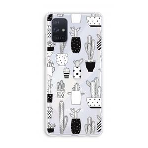 CaseCompany Cactusmotief: Galaxy A71 Transparant Hoesje
