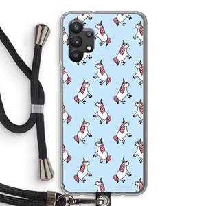 CaseCompany Eenhoorns overal: Samsung Galaxy A32 5G Transparant Hoesje met koord