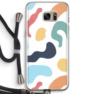 CaseCompany Memphis Shapes Blue: Samsung Galaxy S7 Edge Transparant Hoesje met koord
