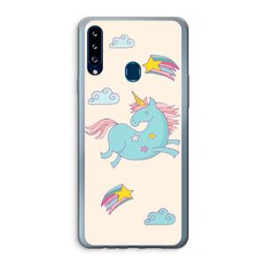 CaseCompany Vliegende eenhoorn: Samsung Galaxy A20s Transparant Hoesje