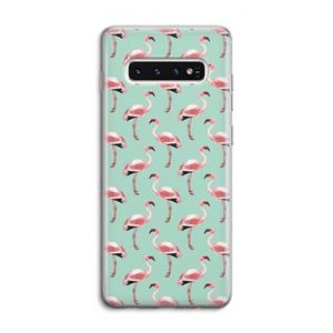 CaseCompany Flamingoprint groen: Samsung Galaxy S10 4G Transparant Hoesje
