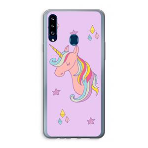 CaseCompany Roze eenhoorn: Samsung Galaxy A20s Transparant Hoesje