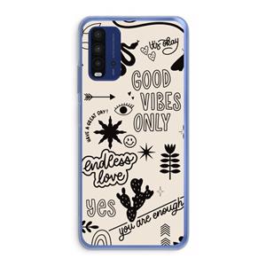CaseCompany Good vibes: Xiaomi Redmi 9T Transparant Hoesje