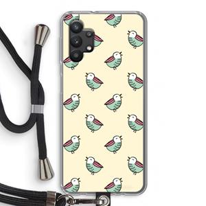 CaseCompany Vogeltjes: Samsung Galaxy A32 5G Transparant Hoesje met koord