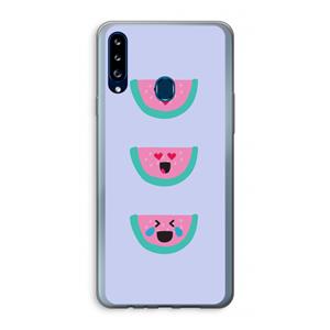 CaseCompany Smiley watermeloen: Samsung Galaxy A20s Transparant Hoesje