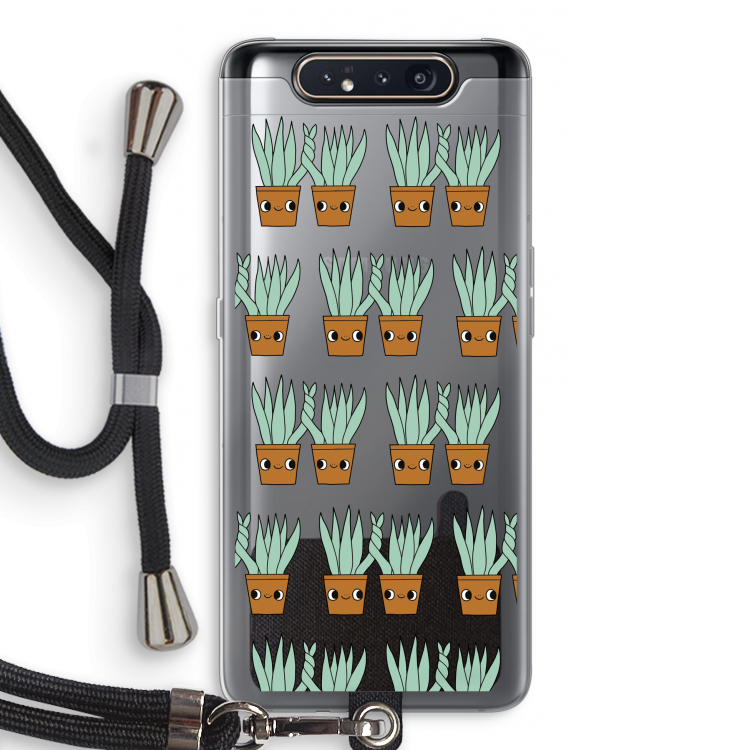 CaseCompany Sansevieria: Samsung Galaxy A80 Transparant Hoesje met koord