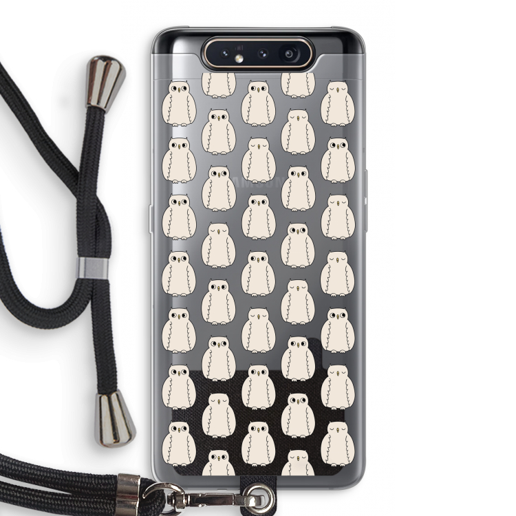 CaseCompany Uilen: Samsung Galaxy A80 Transparant Hoesje met koord
