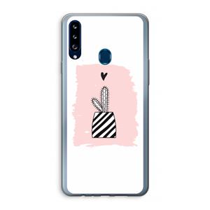 CaseCompany Zwart-wit cactus: Samsung Galaxy A20s Transparant Hoesje