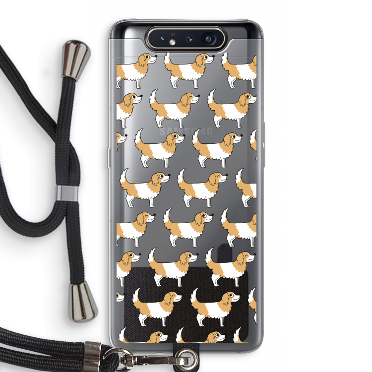 CaseCompany Doggy: Samsung Galaxy A80 Transparant Hoesje met koord