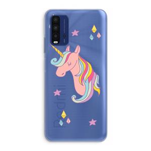 CaseCompany Roze eenhoorn: Xiaomi Redmi 9T Transparant Hoesje