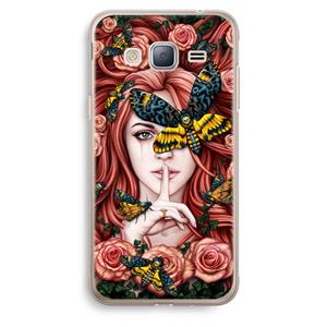 CaseCompany Lady Moth: Samsung Galaxy J3 (2016) Transparant Hoesje