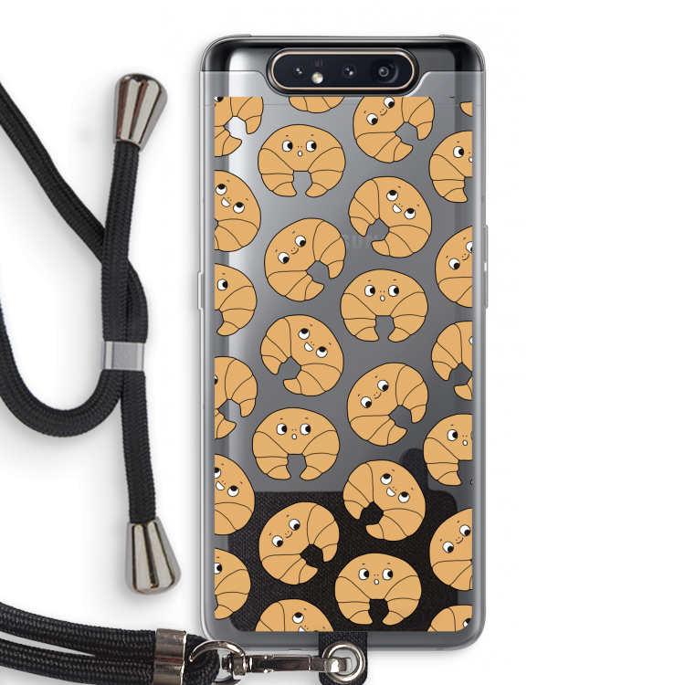 CaseCompany Croissant: Samsung Galaxy A80 Transparant Hoesje met koord