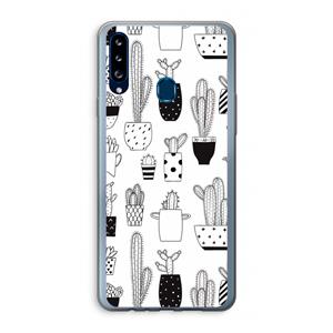 CaseCompany Cactusmotief: Samsung Galaxy A20s Transparant Hoesje