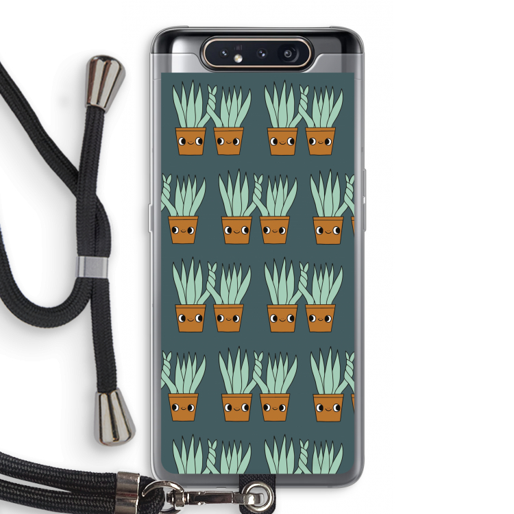 CaseCompany Sansevieria: Samsung Galaxy A80 Transparant Hoesje met koord